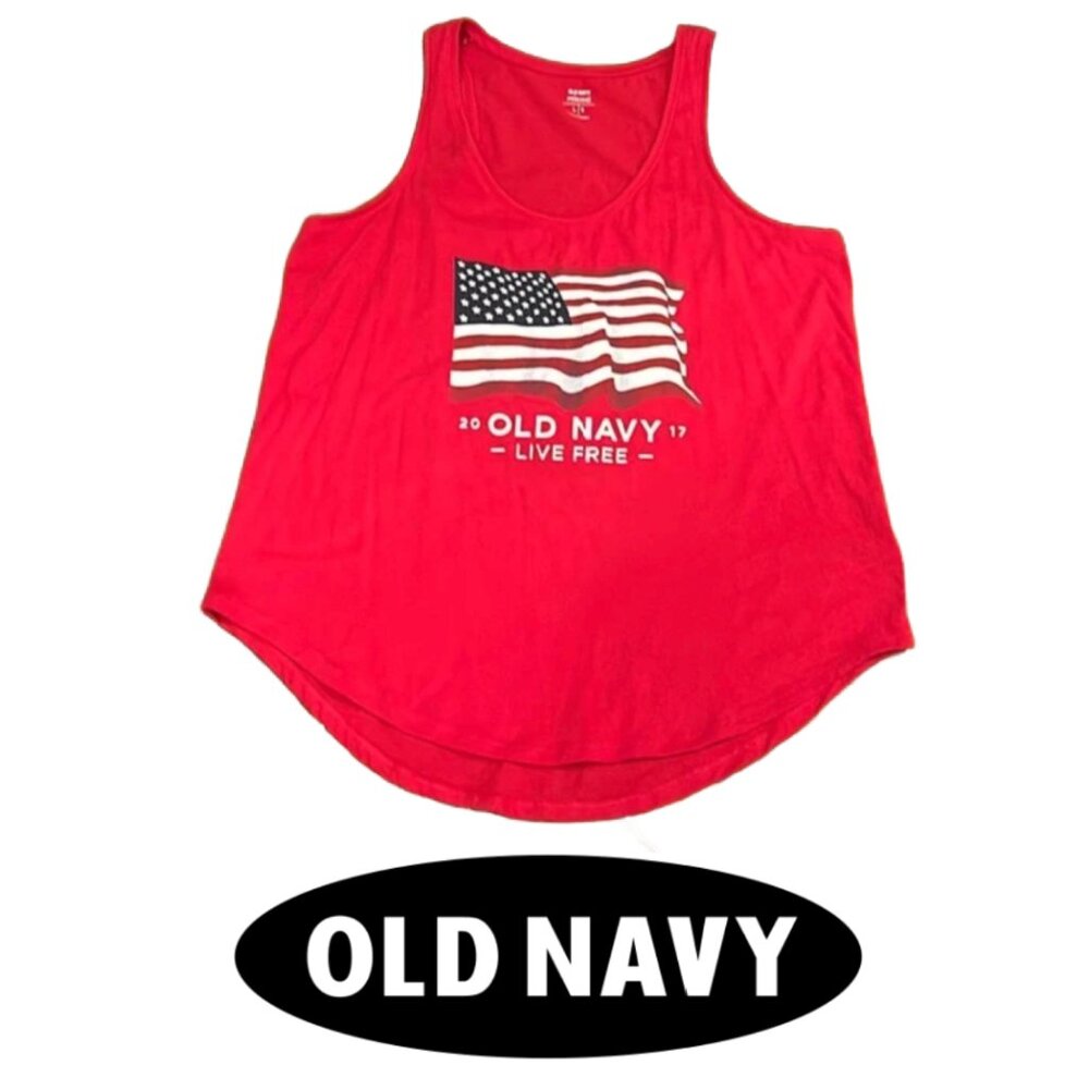 Old Navy "Live Free" red tank top relaxed fit for women